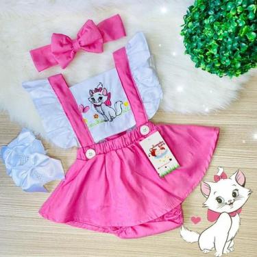 Imagem de Jardineira Saia Gatinha Marie + Faixinha de Cabelo - Joaninha Baby, 12