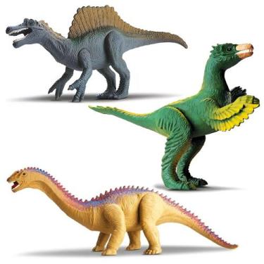 Imagem de 3 Unidades Dinossauro Brinquedo Realista Articulado Vinil - Silmar