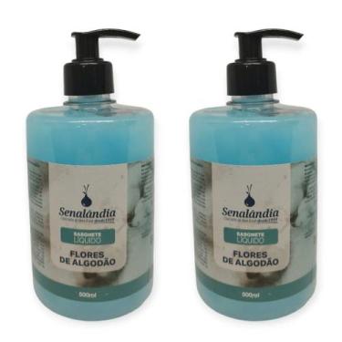 Imagem de 2 Sabonete Líquido Grande 500ml Cheiroso Flor Algodão Perfumado Mãos C