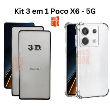 Imagem de Kit 2UN Película 3D de Vidro + Capa Transparente para Xiaomi Poco X6 5