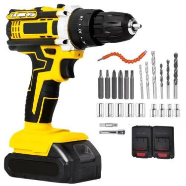 Imagem de Parafusadeira e Furadeira Bivolt com 2 Baterias e Maleta de Ferramenta