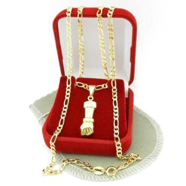 Imagem de Corrente Masculina 70cm 3mm Figa Folheado Ouro 18k CR467 - WNBIJOUTERI