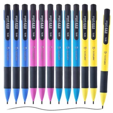 Imagem de M&G Conjunto de lapiseira de grafite grosso, com ponta grossa colorida (1,8 mm), com borrachas, escrita lisa e escura, material escolar, material de escritório, lápis de esboço, lápis de desenho, 12