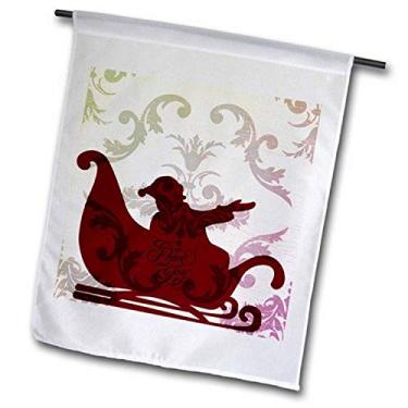 Imagem de 3dRose fl_108879_2 Silhueta de Papai Noel no trenó em bandeira vermelha de jardim, 45,72 x 68,56 cm