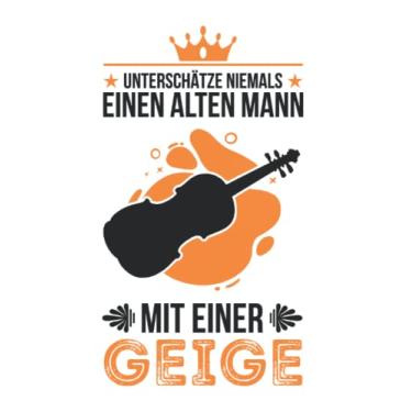 Imagem de Geige Notizbuch: Geige Alter Mann Violine Geiger / 6x9 Zoll / 120 karierte Seiten Seiten
