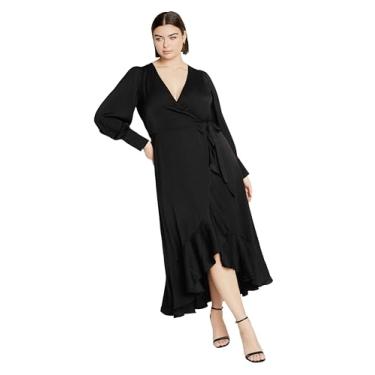 Imagem de City Chic Vestido Plus Size OKI Maxi TIE Cintura Preta, Preto, 48