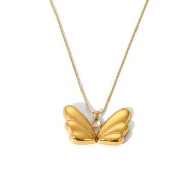 Imagem de Colar feminino minimalista com pingente de laço de aço inoxidável, asas de anjo, gargantilha boêmia, grossa, nó de fita ajustável, corrente de elos empilháveis delicados, Adjustable, Aço inoxidável,