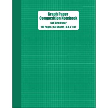 Imagem de Shamrock Green 5x5 Grid Graph Paper Composition Notebook: 110 Pages, 55 Sheets, 8.5" x 11", Graph Paper for Designing/Writing/Mapping/Drawing/Journalling & Math/Science/Accounting/Engineering Students