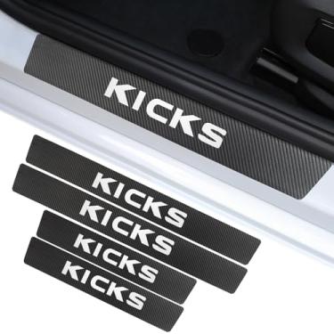 Imagem de Protetor de soleira de porta de carro compatível com acessórios Nissan Kicks, adesivo de placa de proteção de soleira de porta decoração de peitoril de porta