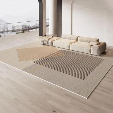 Imagem de Listrado Creme Carpete Bege Marrom Decoração Sala de Estar Tapetes Luxo Minimalista Tapetes Fácil Limpeza Conforto Quarto Tapetes,YHT142,U,160x230cm