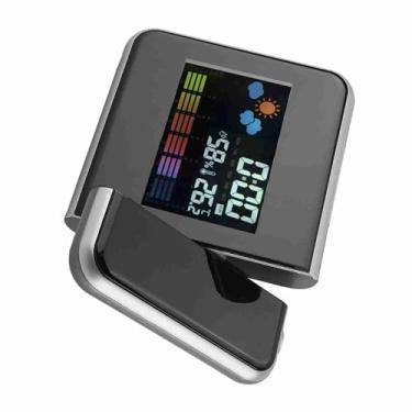 Imagem de Despertador de Projeção, Exibição de Umidade e Temperatura de Tempo, ângulo Giratório, Com Cabo USB, para Quarto de Escritório Doméstico (Preto)