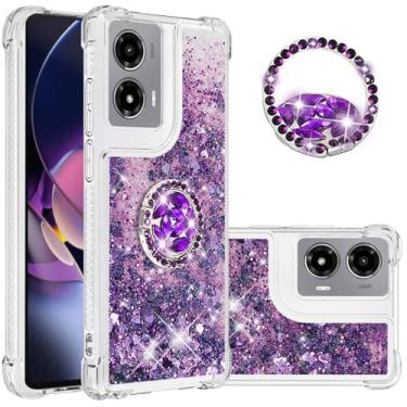 Imagem de Dinglijia Capa de ajuste fino para Motorola G Stylus 5G 2024, capa de proteção contra queda de silicone com efeito areia movediça com glitter, tela e câmera para Moto G Stylus 5G 2024, WZ roxo