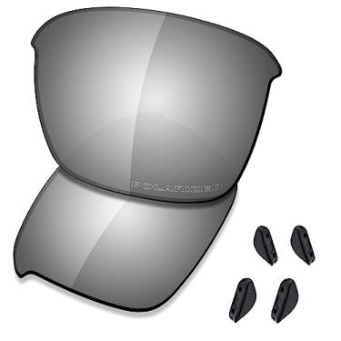 Imagem de SAUCER Lentes de reposição premium e protetores de nariz para óculos de sol Oakley Thinlink OO9316 | Thinlink Low Bridge Fit OO9317 High Defense - Metal cromado polarizado