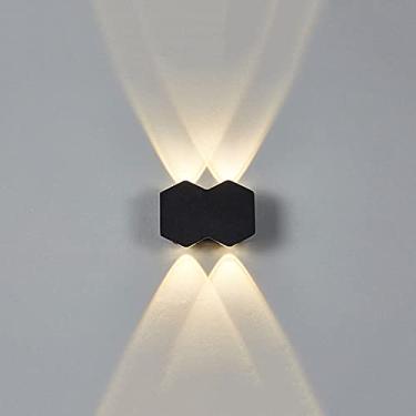 Imagem de Luminária de parede externa retangular minimalista moderna, resistente, preta, com caixa de alumínio, à prova d'água, à prova de ferrugem e poeira, iluminação externa para a porta da frente