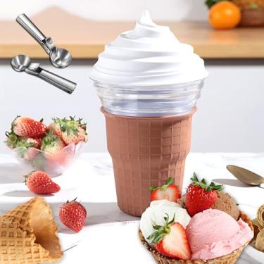 Imagem de Máquina de sorvete de frutas frescas, máquina de sorvete caseiro fresco perfumado e de sabor suave, faz sorvete de frutas, gelato, delícias de sobremesa rápidas e fáceis para uso doméstico e come