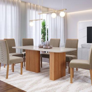 Imagem de Sala de Jantar Ester 180 Cm com 6 Cadeiras Clarice Cinamomo/Offwhite/Joli