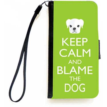 Imagem de Rikki Knight Keep Calm and Blame the Dog - Capa carteira flip verde limão com aba magnética para Apple iPhone 5c