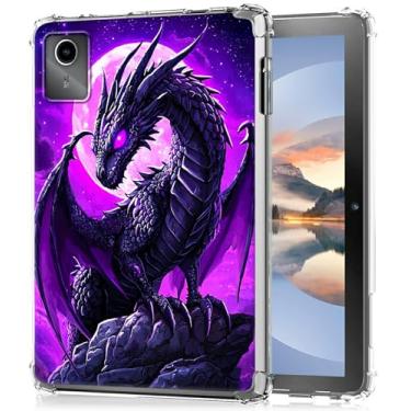 Imagem de HEAKIERG Capa transparente para Lenovo Tab M11/Tab K11 LTE 11 polegadas 2024, capa protetora de silicone TPU transparente à prova de choque para tablet Lenovo M11 (TB330FU/TB330XU), dragão lua roxa