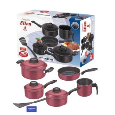 Imagem de Conjunto Jogo De Panelas Ellen 6 Peças Teflon Antiaderente Cereja - SH
