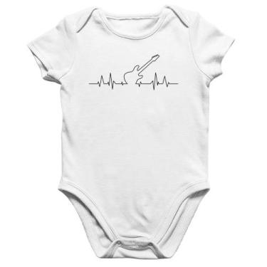 Imagem de Body Bebê Algodão Guitarra Batimentos Cardíacos - Foca na Moda, Branco