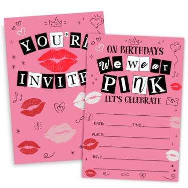 Imagem de Doguiei On Birthday We Wear Pink Birthday Party Invitations, cartão de convites de festa com tema rosa para meninas (30 cartões e 30 envelopes)