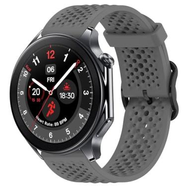 Imagem de Compatível com pulseiras OnePlus Watch 2R, pulseira de silicone de 22 mm com fivela de metal compatível com smartwatch OnePlus Watch 2 de 46 mm / 2R / 1 (cinza, pulseira de tamanho de 22 mm)
