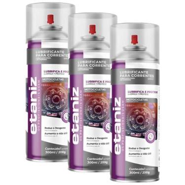 Imagem de Kit 3 Lubrificante De Corrente De Moto Spray Etaniz 300ml - CHESIQUIMI