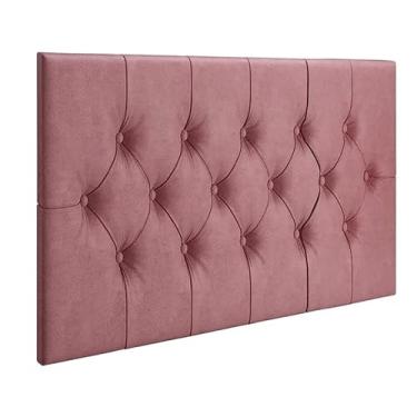 Imagem de Cabeceira Capitone Modulada Suspensa Embutida Parede Estofada Macia Suede Cama Box Casal Quarto 0.90 (Rosa)