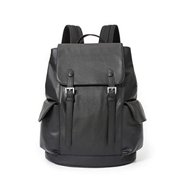 Imagem de Mochila masculina fashion de couro bolsa de viagem para laptop mochilas masculinas mochila escolar de grande capacidade