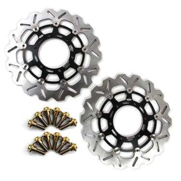 Imagem de Discos de freio dianteiros flutuantes com parafusos de montagem para Suzuki GSXR 600 2008-2017 K8 K9, GSXR 750 2008-2018, GSXR 1000 2009-2016, acessórios de substituição de motocicleta pretos
