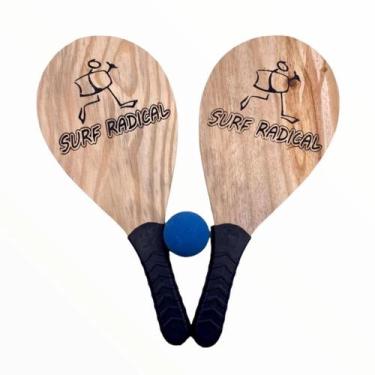 Imagem de Raquete Frescobol De Madeira C/Bolinha Surf Radical