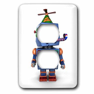 Imagem de 3dRose lsp_155164_6 Robô de brinquedo vintage com chapéu de festa de aniversário soprando uma festa de lembrancinha de celebração e evento divertido - 2 tampas de tomada