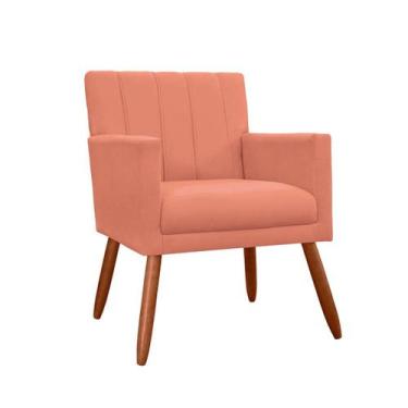 Imagem de Poltrona Estofada Decorativa Pés Palito Para Escritório Cecília Suede 
