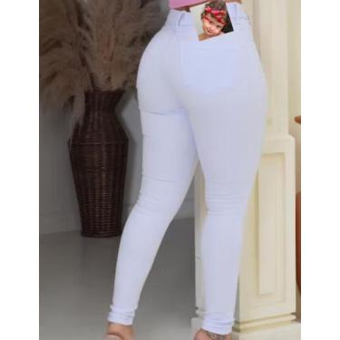 Imagem de Calça jeans Feminina Skinny Cintura Alta Com Lycra Levanta Bumbum Pret