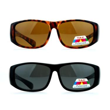 Imagem de SA106 Óculos de sol infantil polarizados antirreflexo 48 mm Fit Over OTG, [Pacote com 2] Preto e Tartaruga
