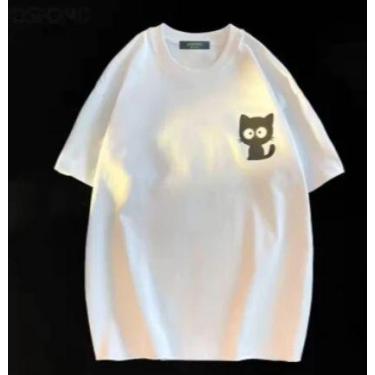 Imagem de Camiseta Oversized Unissex Estampada Gato 100 Algodão Street Waer - Ta