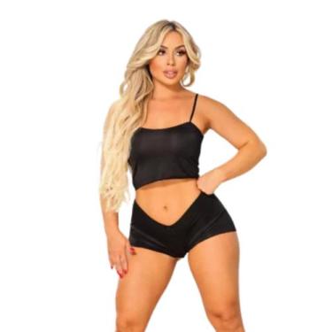 Imagem de Kit 6 Short Doll Virgínia Liso Confortável Pijama Feminino Roupa de Do