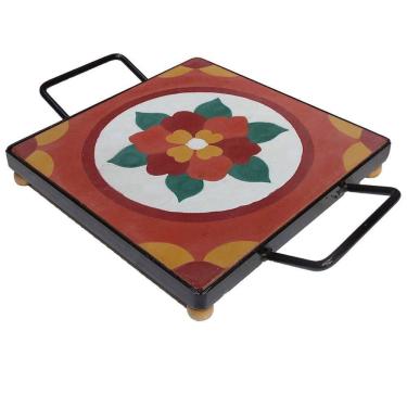 Imagem de Descanso De Panela Apoio De Mesa Ladrilho Hidráulico p- Travessa Ladrilho F2
