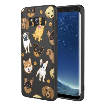 Imagem de HTXWXJC Capa de celular para Galaxy S8, capa para Samsung S8 SM-G950U, à prova de choque, flexível, amortecedor, capa macia de TPU com estampa de cachorro para Samsung Galaxy S8 Black Dog