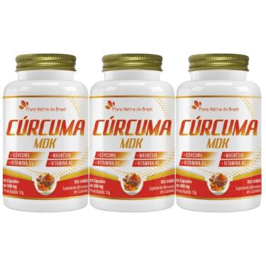 Imagem de 3x Cúrcuma Mdk + Magnésio + Vitamina K2 + Vitamina D3 60 Cápsulas 500mg - Flora nativa do Brasil