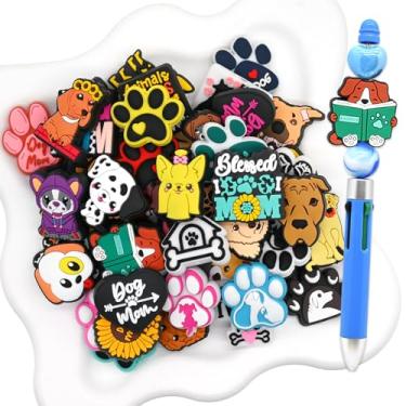 Imagem de Miçangas focais de silicone para canetas, kit de acessórios para cães, 50 peças, contas de silicone redondas coloridas para fabricação de chaveiros, pulseira, colar, artesanato artesanal
