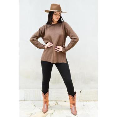 Imagem de Blusa em Tricot Mousse Manga Comprida Punho Canelado e Costas Mullet  