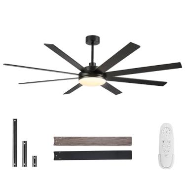 Imagem de putroad Ventiladores De Teto Grandes De 72 Polegadas Com Luzes E Controle Remoto, Ventilador De Teto Preto Moderno Para Cozinha, Sala De Estar E Pátio, Reversível De 6 Velocidades, Motor Cc, 3 Cct,