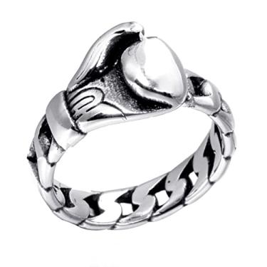 Imagem de Luva masculina de boxe para motociclistas, corrente de elos de amarração, aliança de casamento de aço inoxidável, hip hop, fitness, esportes, tamanho 7-13, Metal, aço inoxidável