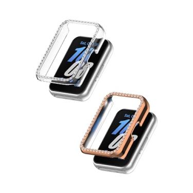 Imagem de Compatível com Samsung Galaxy Fit3 Bling Diamond Capa protetora de policarbonato (Sem protetor de tela), capas femininas com strass brilhante de cristal e acessórios para smartwatch (transparente +