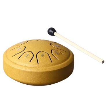 Imagem de Língua Tambor, 4,5 Polegadas 8 Tom C Key Carbon Steel Mini Tamba Drum Handpan Drum Mallet para Crianças Adultas Iniciantes (Ouro)