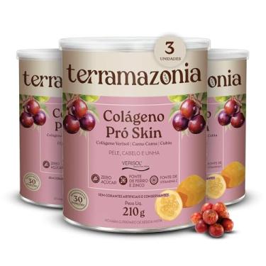 Imagem de TERRAMAZONIA Kit Colágeno Pró Skin com Verisol 3 Unidades - Bioativos Amazônicos - Pele Firme e Radiante - Unhas Fortalecidas - Fonte de Vitamina C - Sem Glúten e Sem Lactose - 210g