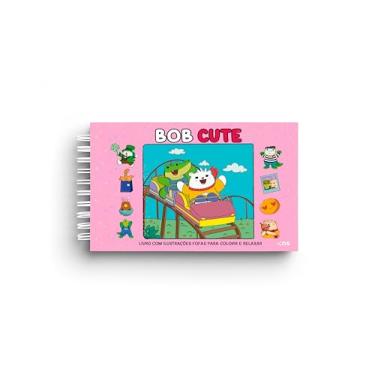 Imagem de BOB CUTE – CAPA DURA ROSA - Livro com ilustrações fofas e originais para pintar, páginas destacáveis e acompanha uma folha de acetato - papel 180gr