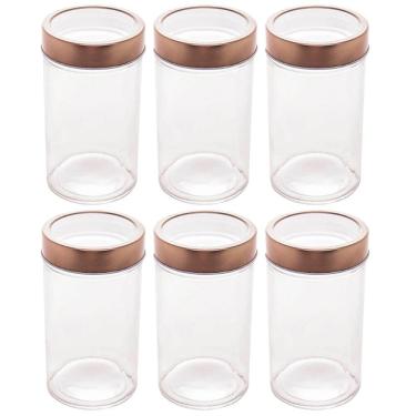 Imagem de Kit 6 Potes de Vidro Rosé 500ml Lyor Tampa Acrílica Gastro Mantimentos Temperos