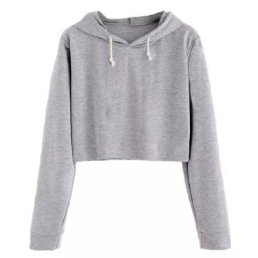 Imagem de Cropped Feminino Feminino com Capuz - Phashion Blendy, Cinza, M